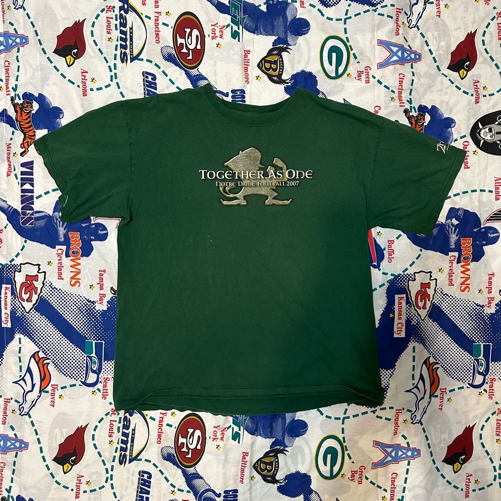 Vintage Adidas 2007 Notre Dame Football Double Sided Graphic T Shirt
